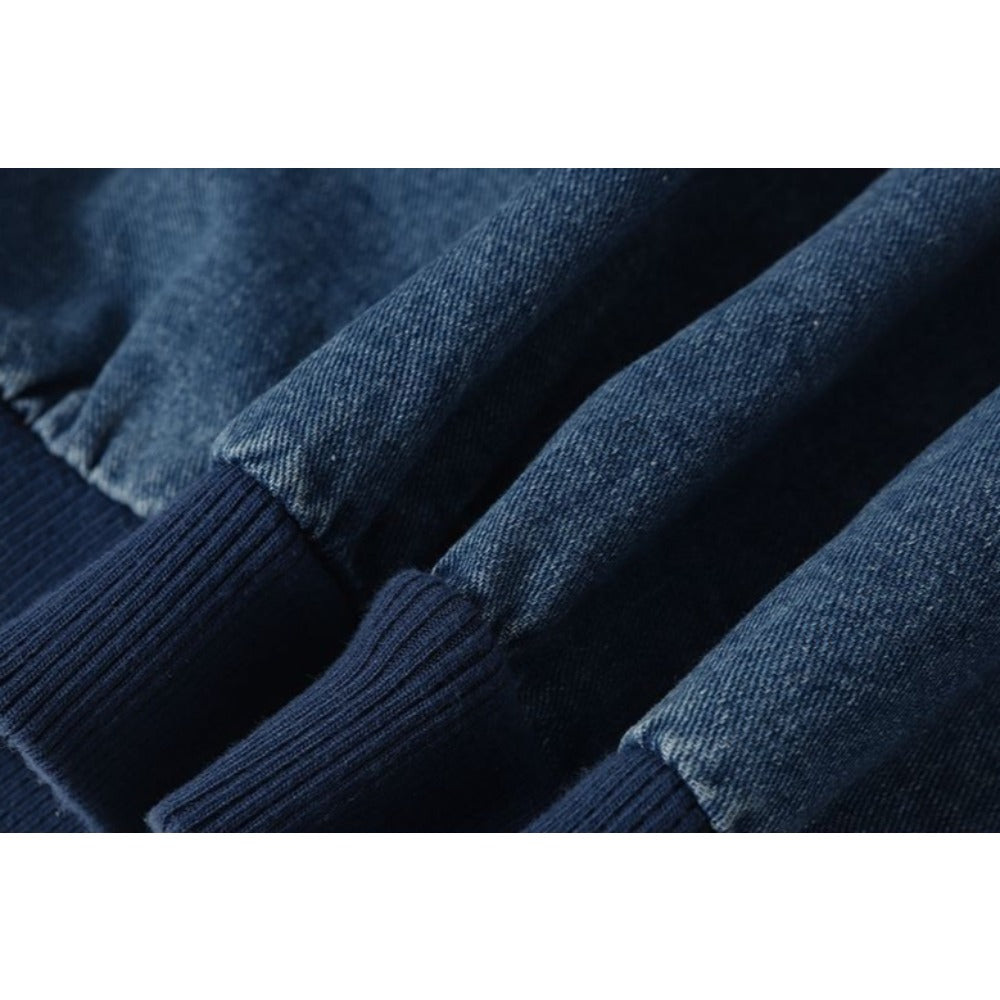 Unisex Washed Denim Track Jacket