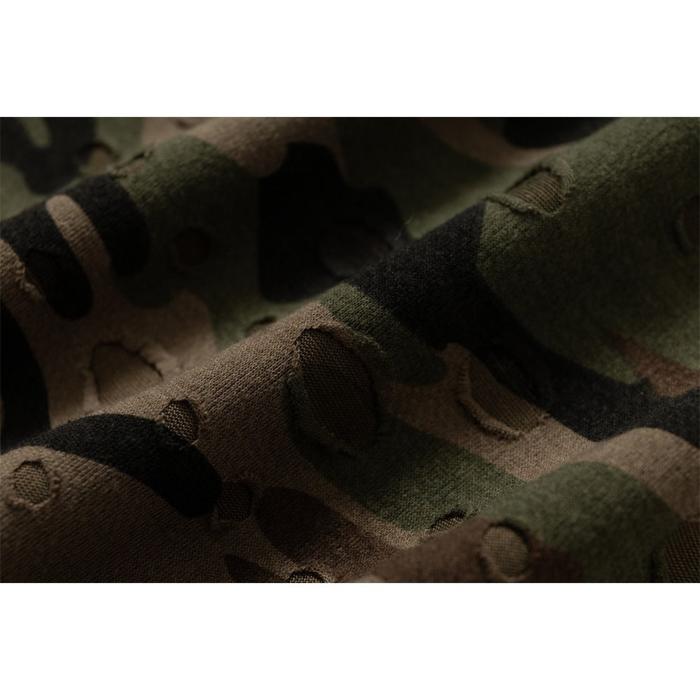 Distressed Camo Textured Sleeveless Vest