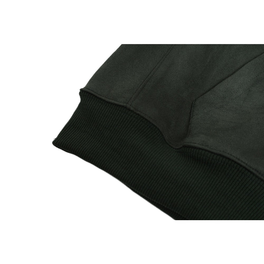 Artistic Logo Embroidered Suede Hoodie Jacket - Thrashink