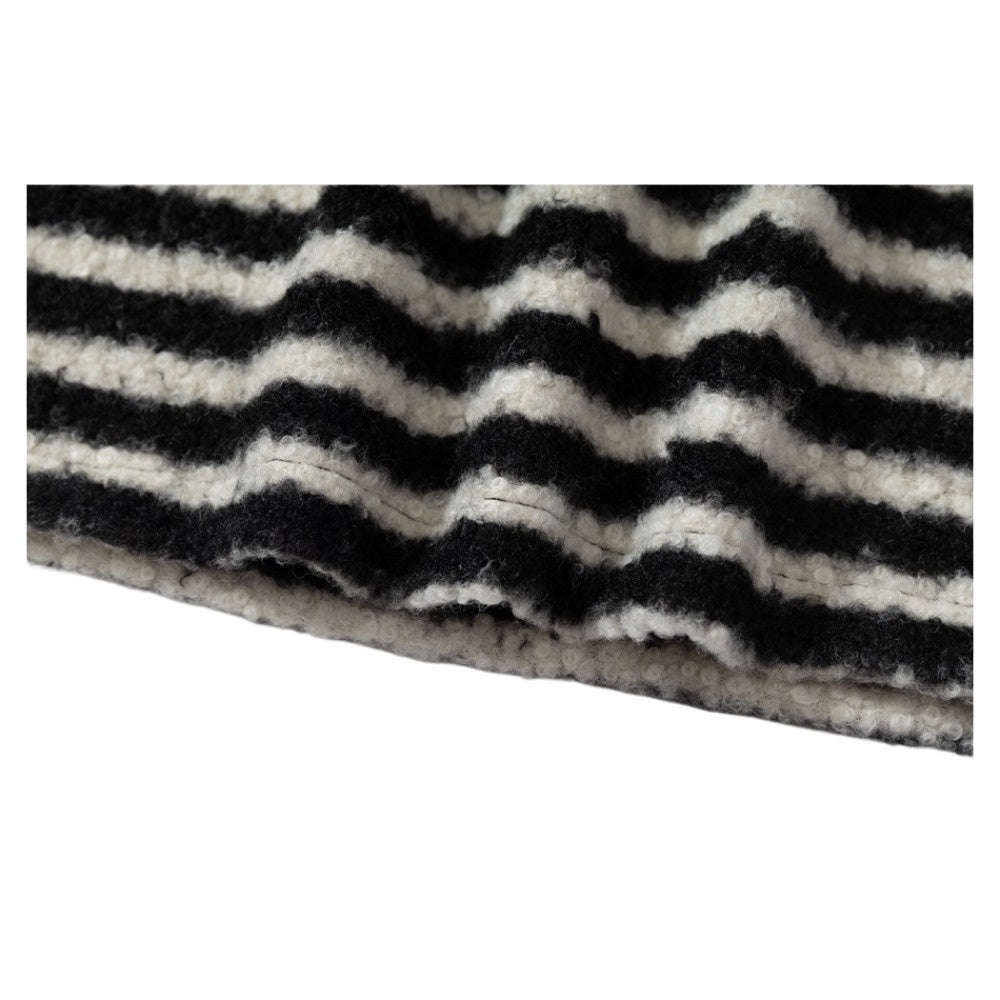 Black and White Striped Thick Terry Hoodie - Thrashink