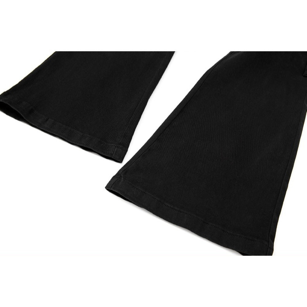 Black Rivet Strapped Flared Pants - Thrashink