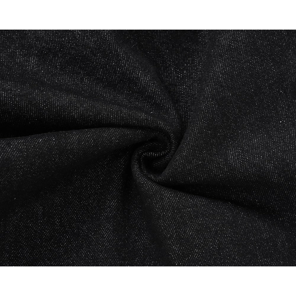 Dark Black Retro Distressed Jeans - Thrashink