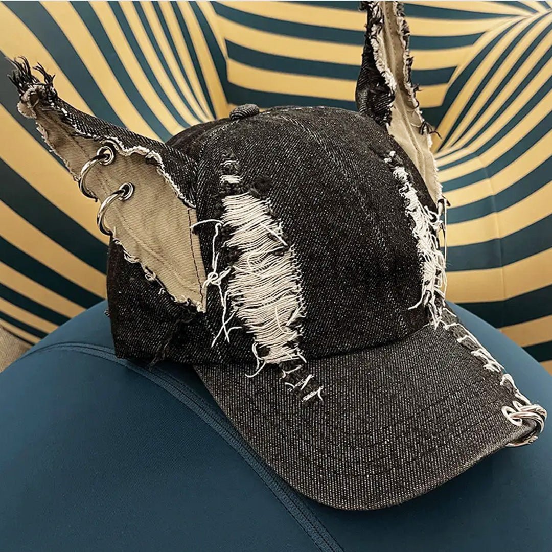 Dark Devil Ear Denim Hat - Thrashink