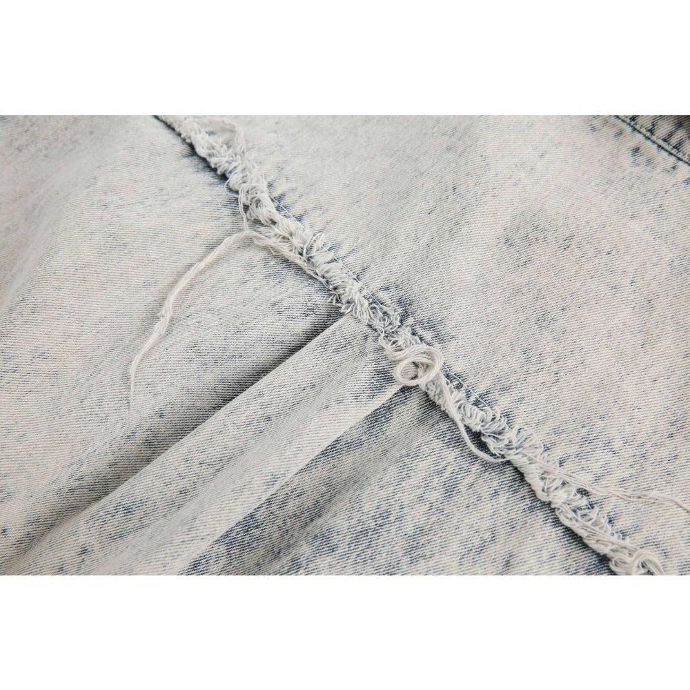 Destroyed Washed Denim Shirt - Thrashink