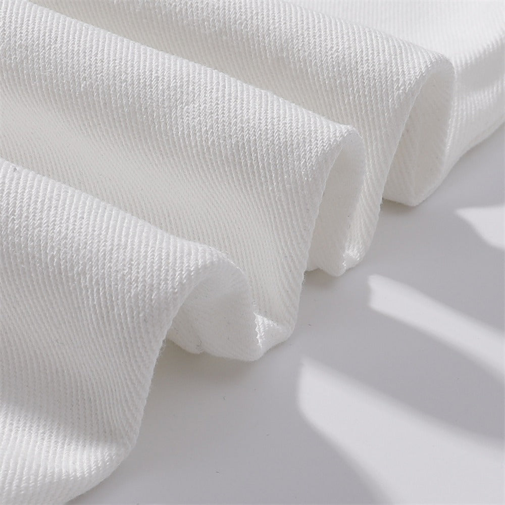 Embroidered White Wide - Leg Jeans - Thrashink