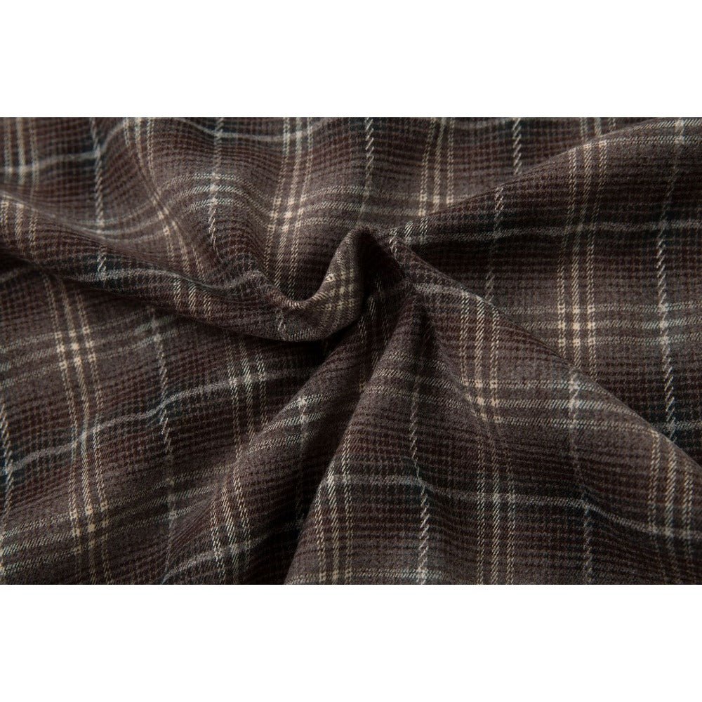 Fake Two Pieces Frayed Plaid Shirt - Thrashink