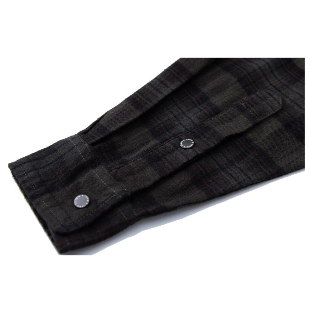 Olive Gradient Plaid Overshirt - Thrashink