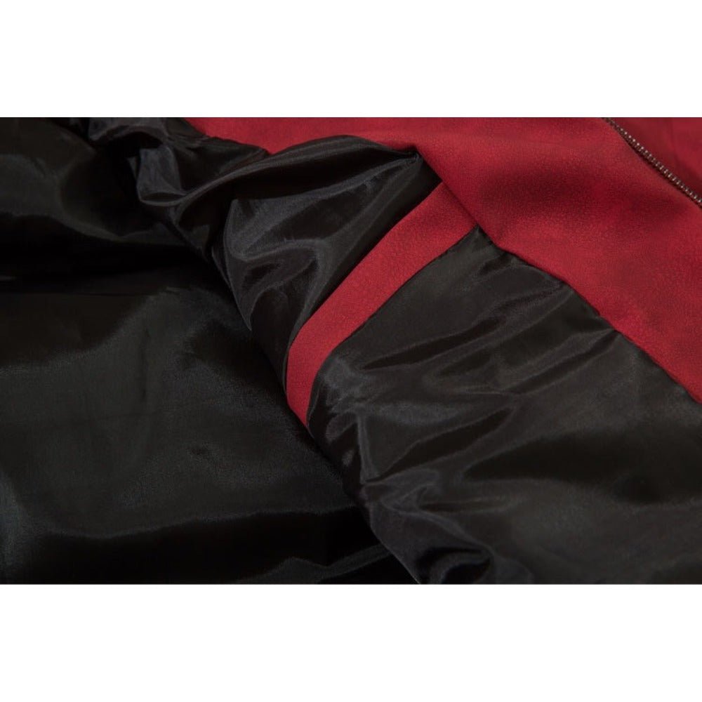 PU Leather Embroidered Letter Collar Padded Jacket - Thrashink