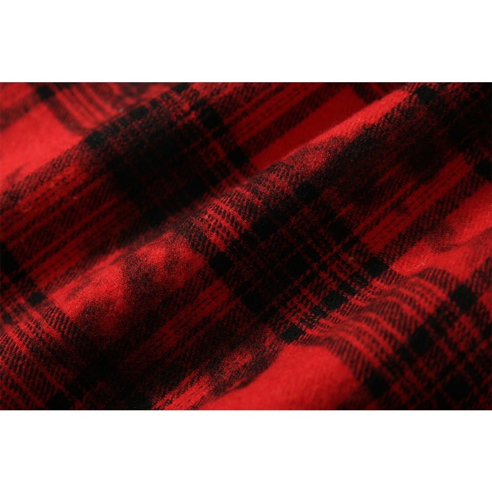 Red & Black Check Pin Print Shirt - Thrashink