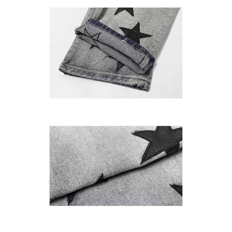 Retro Design Star Jeans - Thrashink