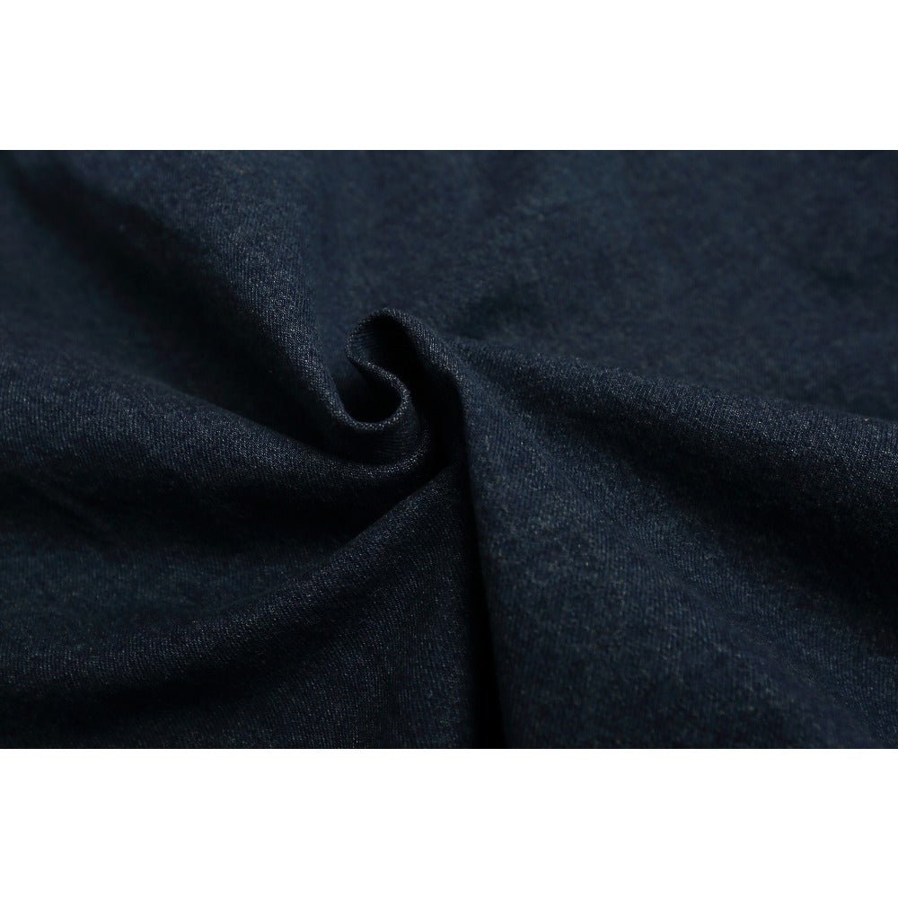 Retro Flocking Letter Embroidery Denim Shirt - Thrashink