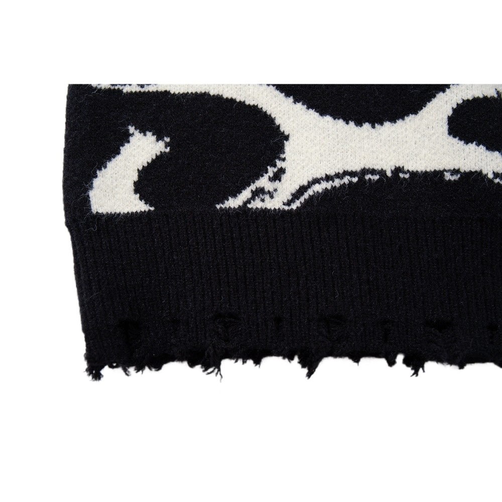 Skull Inferno Ripped Sweater Vest - Thrashink