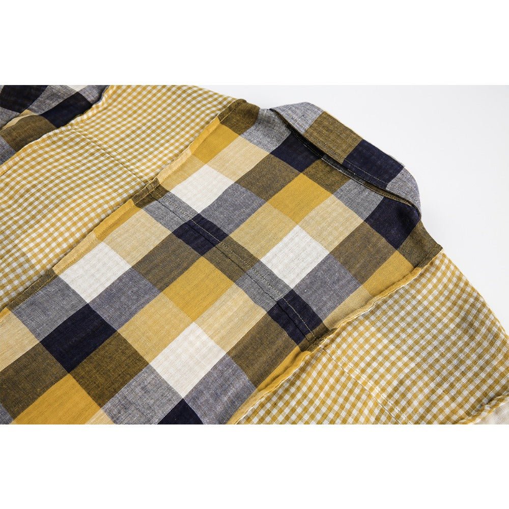 Stripe Paneled Plaid Casual Shirt - Thrashink
