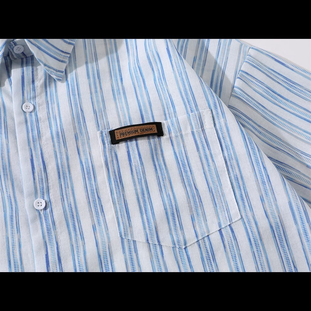 Tie Lapel Casual Short Sleeve Shirt - Thrashink