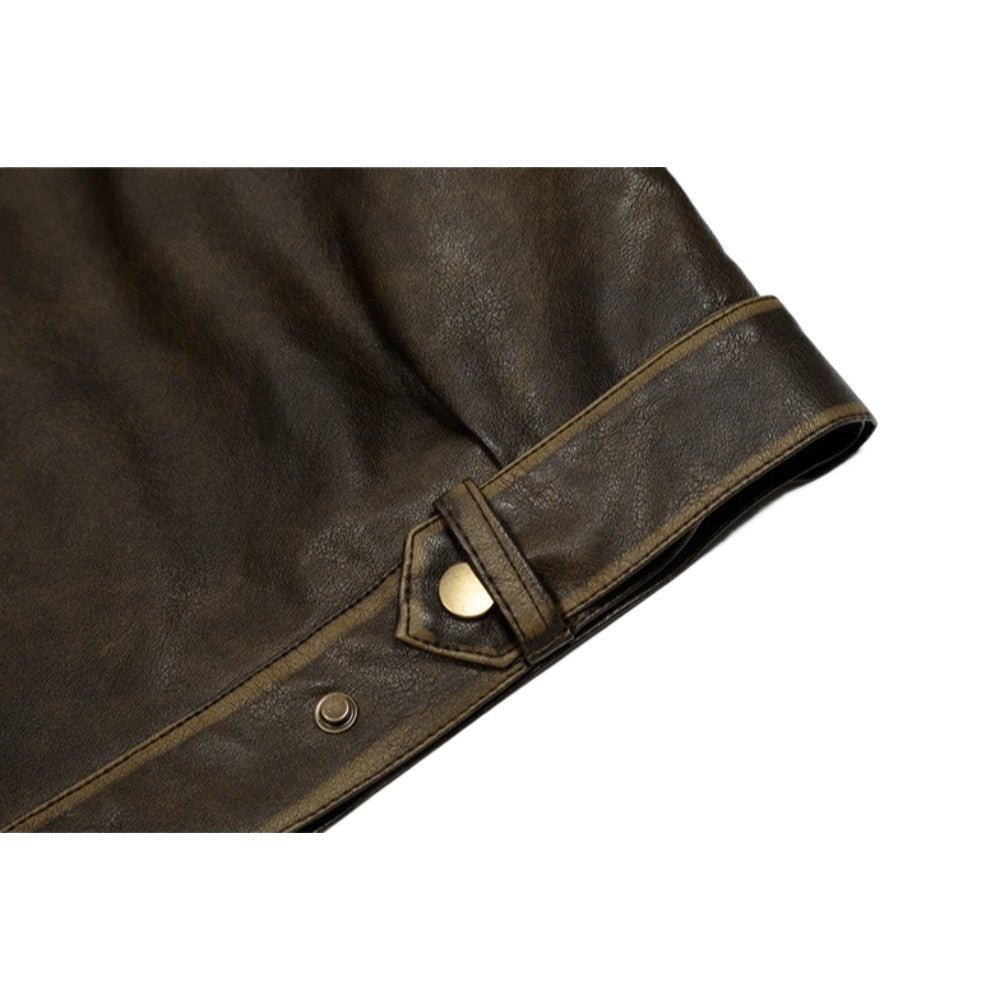 Vintage Cropped Leather Jacket - Thrashink
