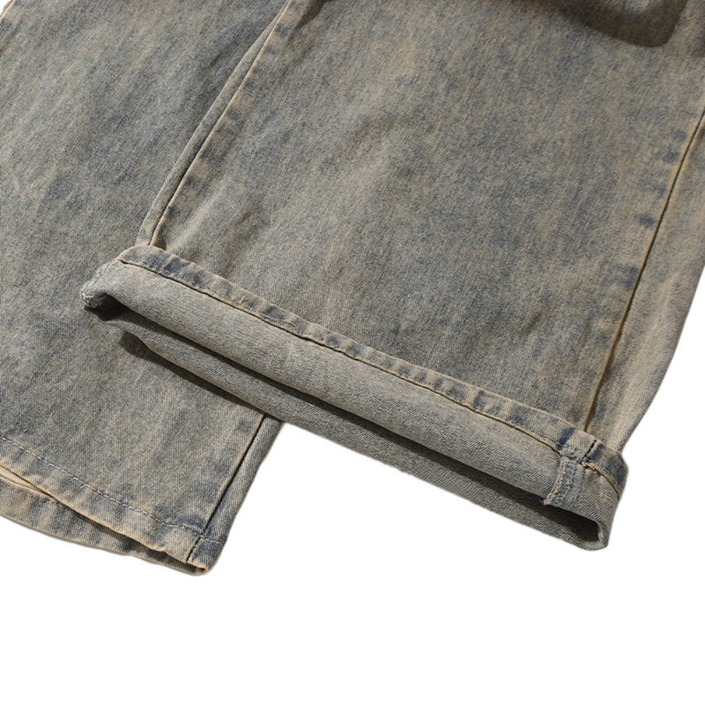 Vintage Ripped Patchwork Layered Wide - Leg Jeans - Thrashink