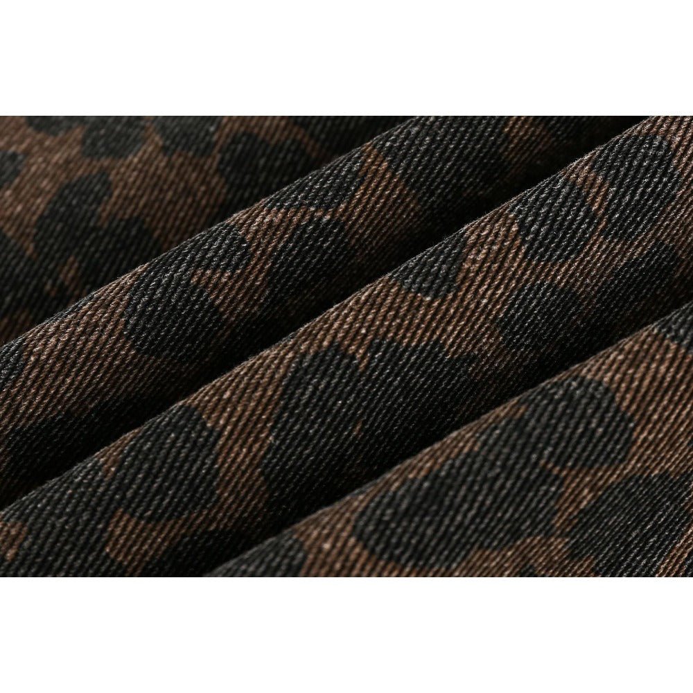 Washed Leopard Print Work Jacket - Thrashink