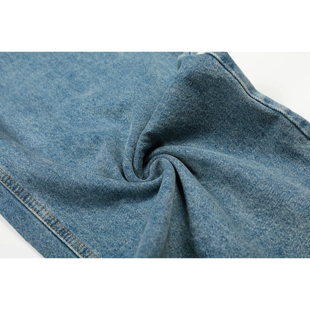 Asymmetric Waist Vintage Wide-Leg Denim Jeans