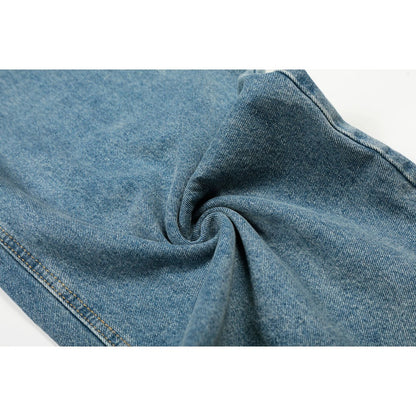 Asymmetric Waist Vintage Wide-Leg Denim Jeans