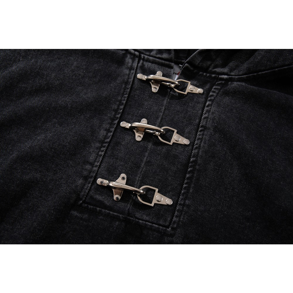 Washed Denim Toggle Hoodie