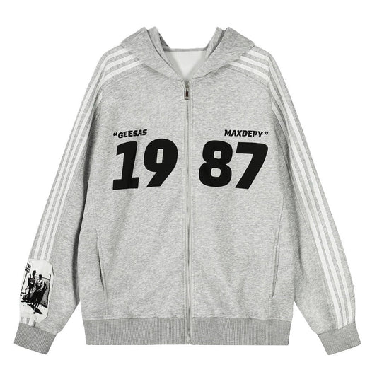 1987 Retro Three - Bar Patch Hoodies - Thrashink