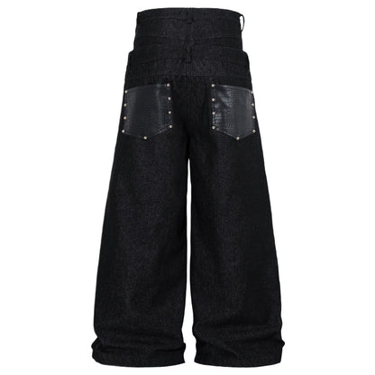 High Waist Multi-Button Baggy Jeans