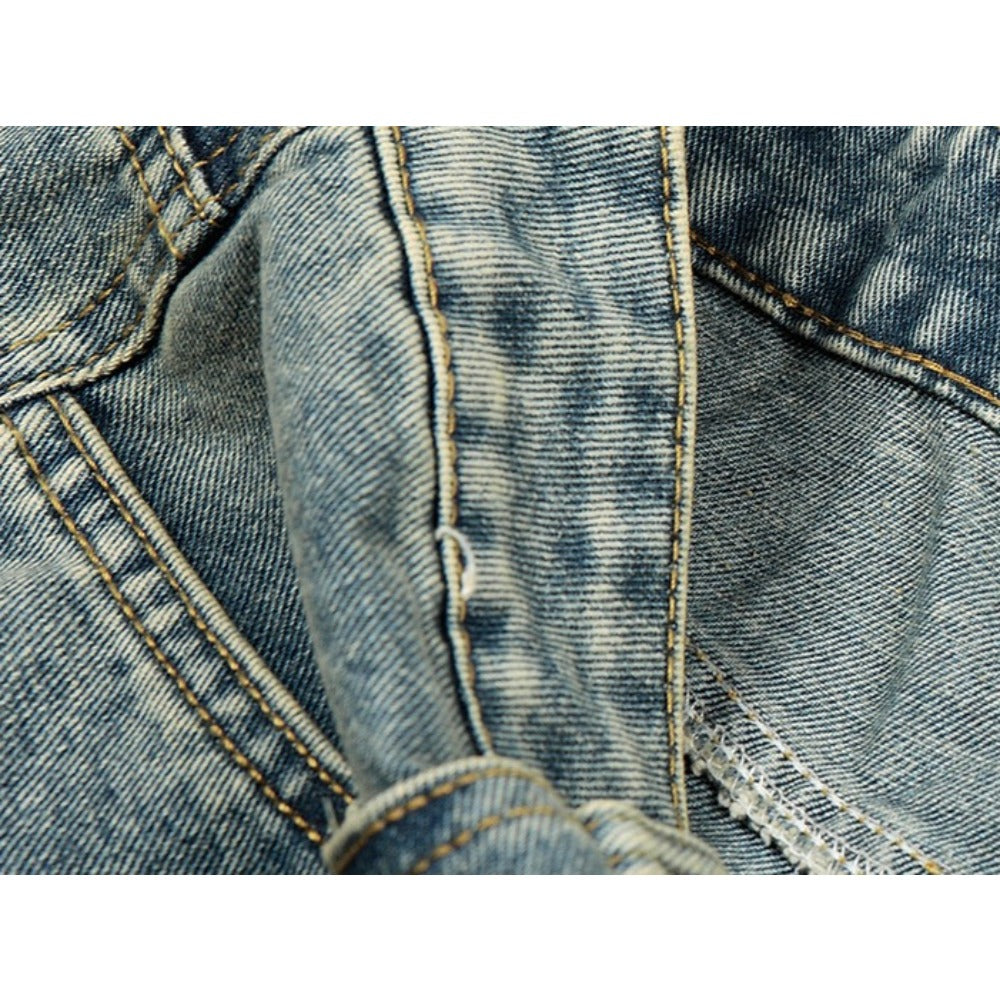 Washed Distressed Butterfly Patch Wide-Leg Jeans