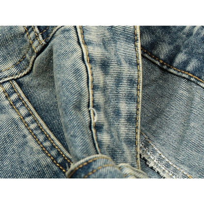 Washed Distressed Butterfly Patch Wide-Leg Jeans