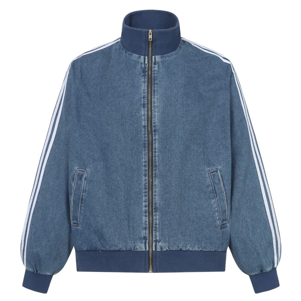 Unisex Washed Denim Track Jacket