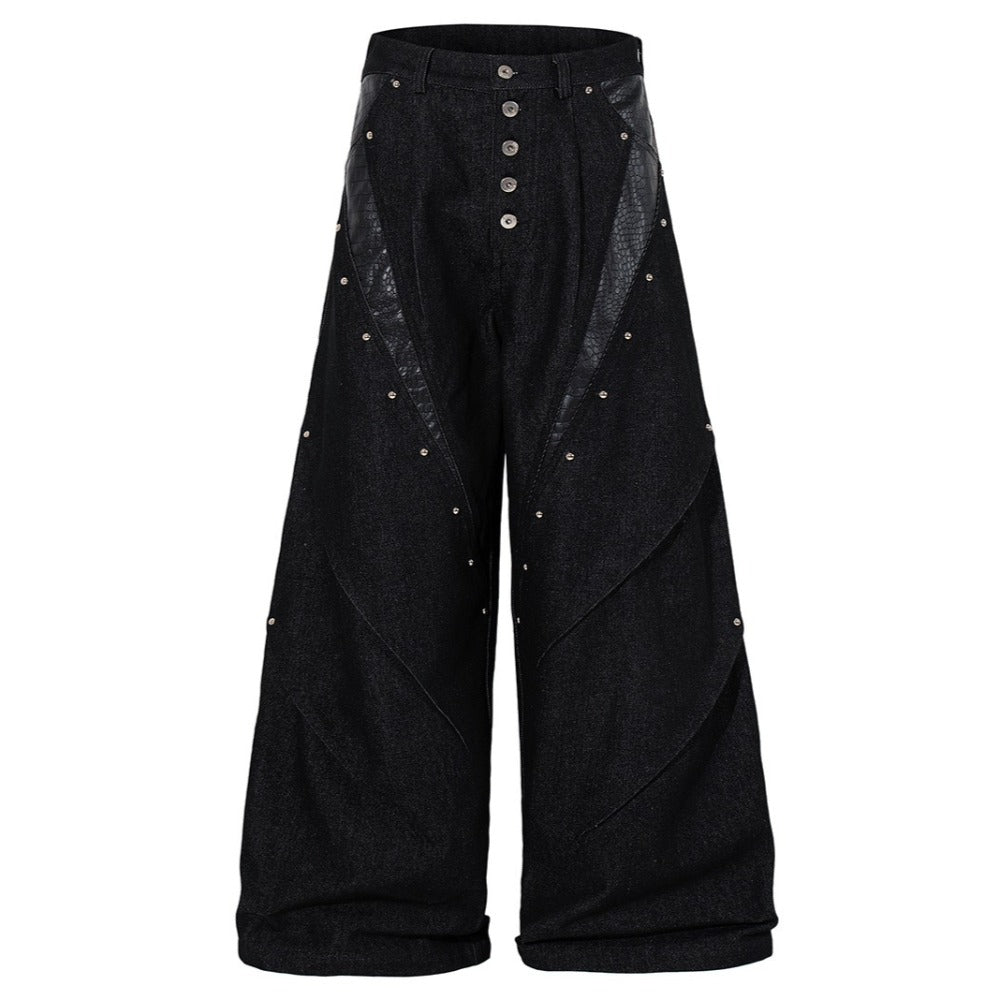 Shadow Rivet Wide-Leg Jeans
