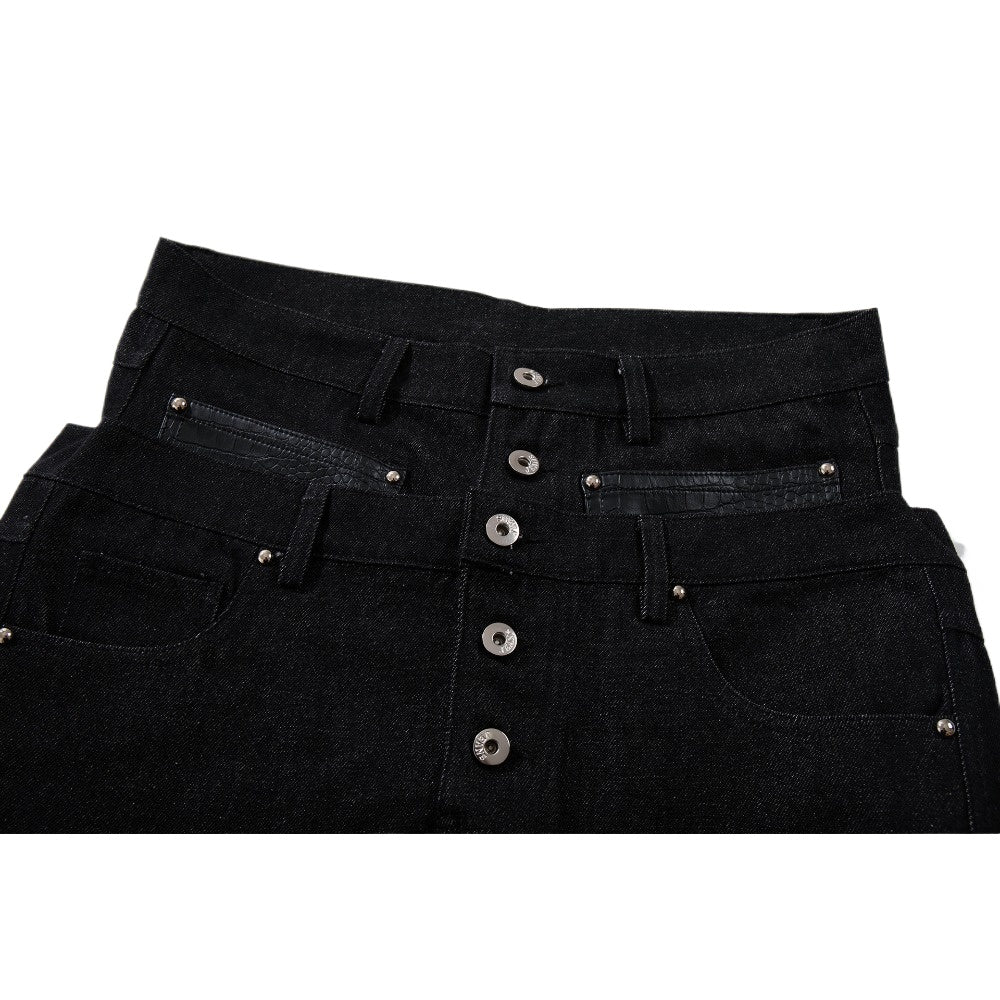 High Waist Multi-Button Baggy Jeans