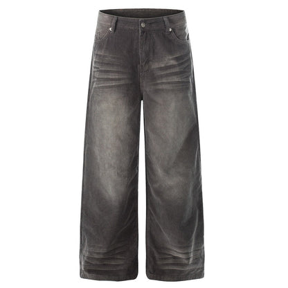 Retro Faded Washed Corduroy Wide Leg Pants