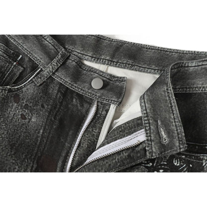 3D Printed Gothic Chain Art Wide - Leg Jeans - Thrashink