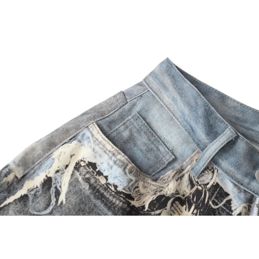 3D Printed Illusion Disruption Patchwork Jeans - Thrashink