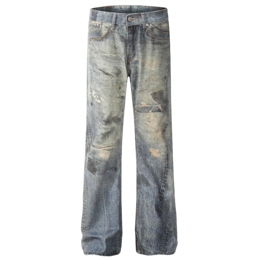 3D - printed Wasteland - style Distressed Jeans - Thrashink