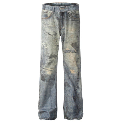 3D - printed Wasteland - style Distressed Jeans - Thrashink