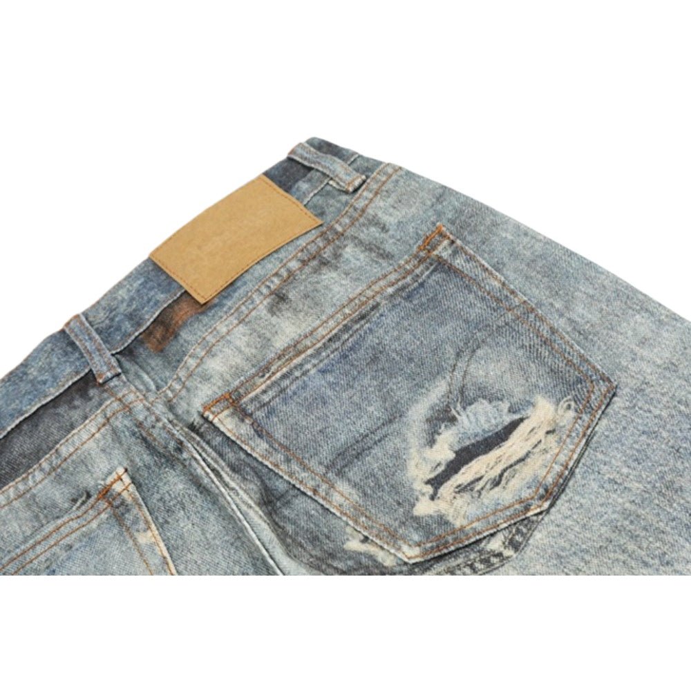 3D - printed Wasteland - style Distressed Jeans - Thrashink