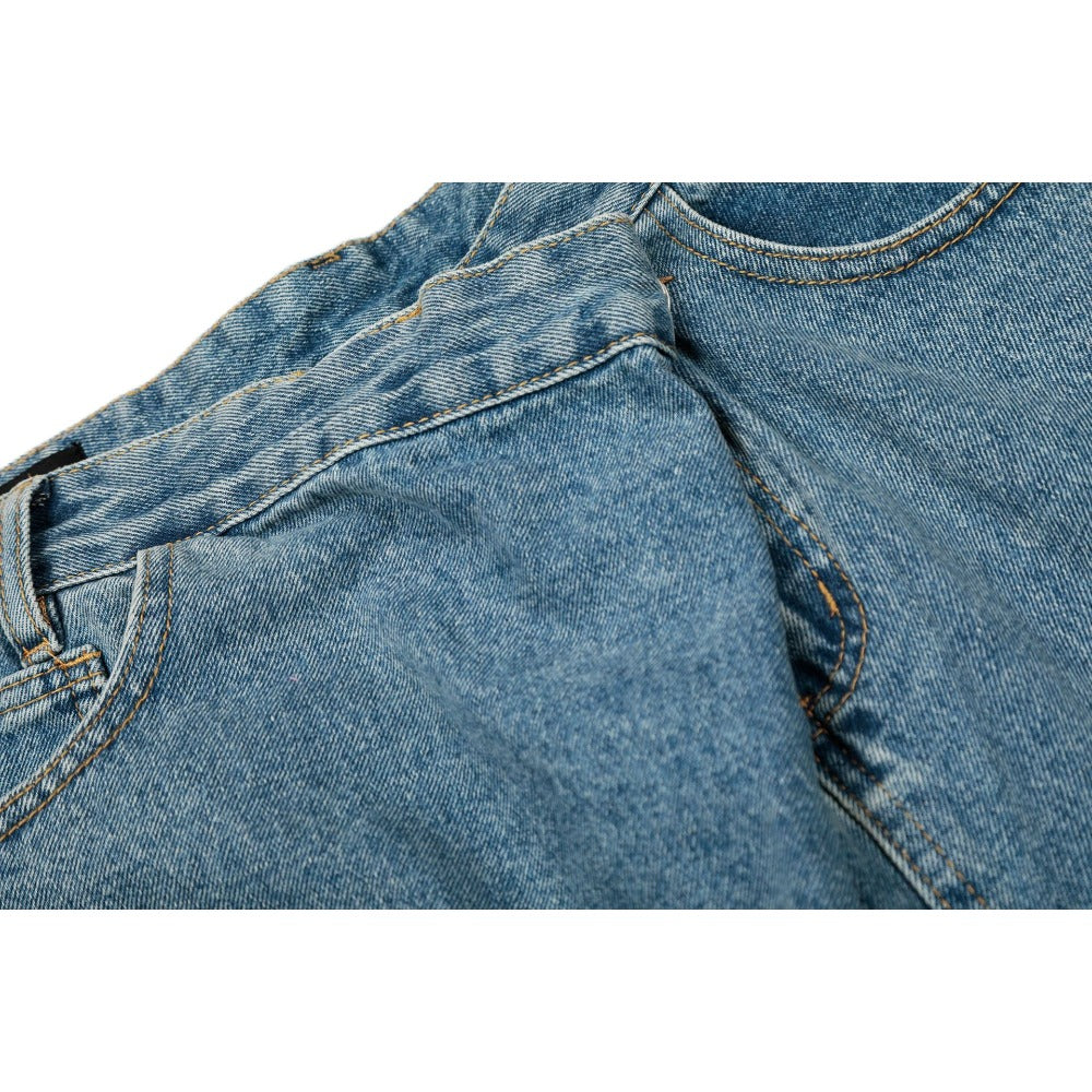 Asymmetric Waist Vintage Wide-Leg Denim Jeans
