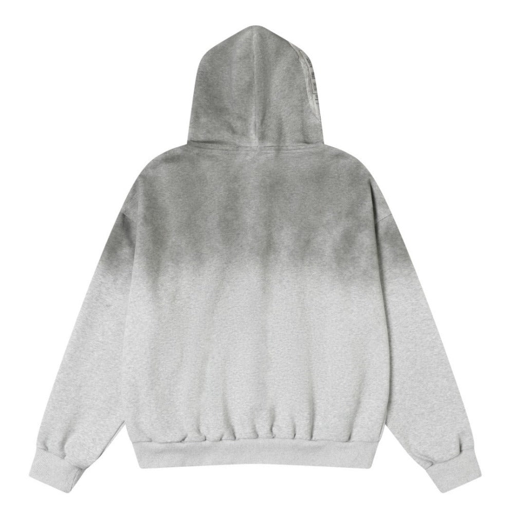 Gradient Distressed Zip-up Hoodie