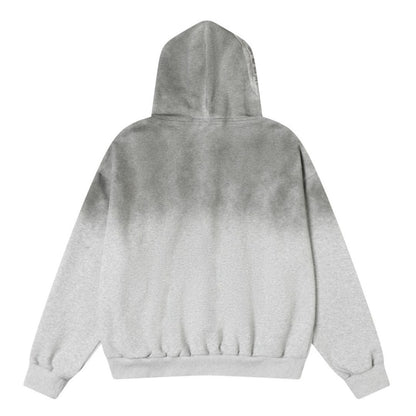 Gradient Distressed Zip-up Hoodie