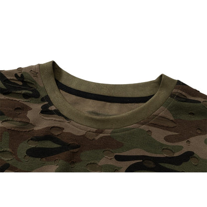 Distressed Camo Textured Sleeveless Vest