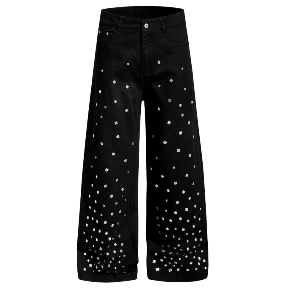 Sparkle Square Wide-Leg Jeans