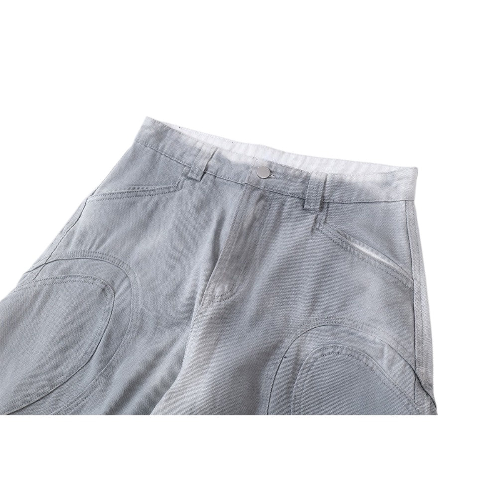 Retro Distressed Gray Oversized Balloon Jeans