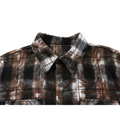 Tie-Dye Plaid Short-Sleeve Shirt