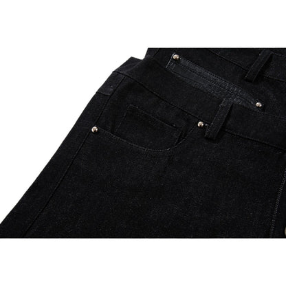 High Waist Multi-Button Baggy Jeans