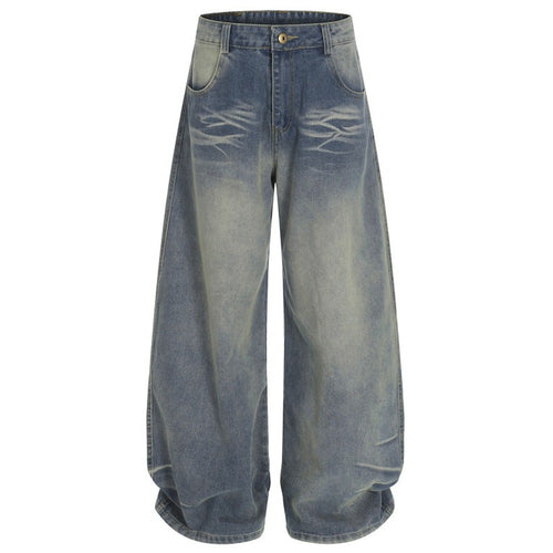 Faded Wide-Leg Baggy Jeans