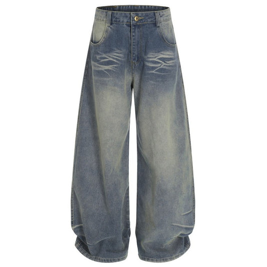 Faded Wide-Leg Baggy Jeans