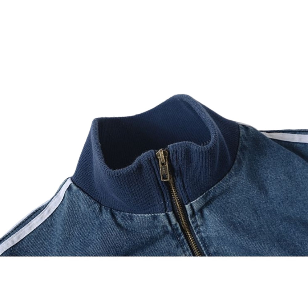 Unisex Washed Denim Track Jacket