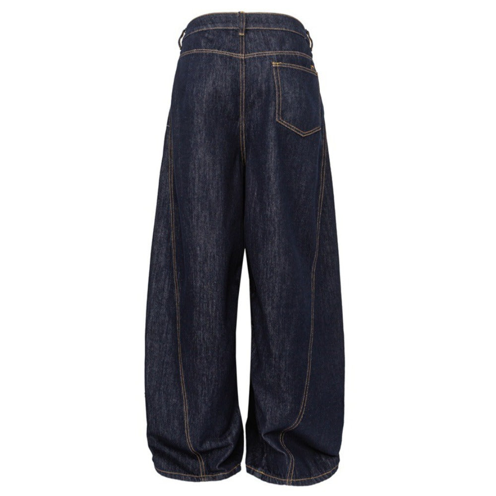 Side Button Raw Denim Balloon Jeans