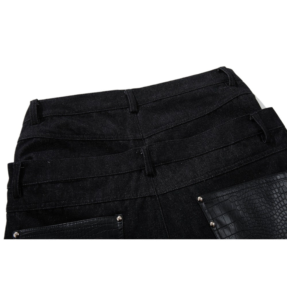 High Waist Multi-Button Baggy Jeans